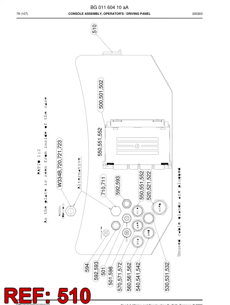 BG01275056a BG 012 750 56a Wiring Harness Assembly - Sandvik Technical Drawing
