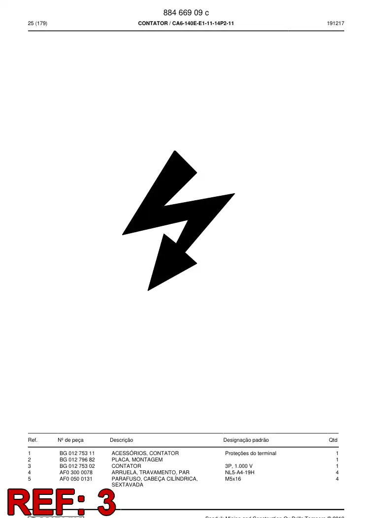 BG01275302a BG 012 753 02a Contactor - Sandvik Technical Drawing