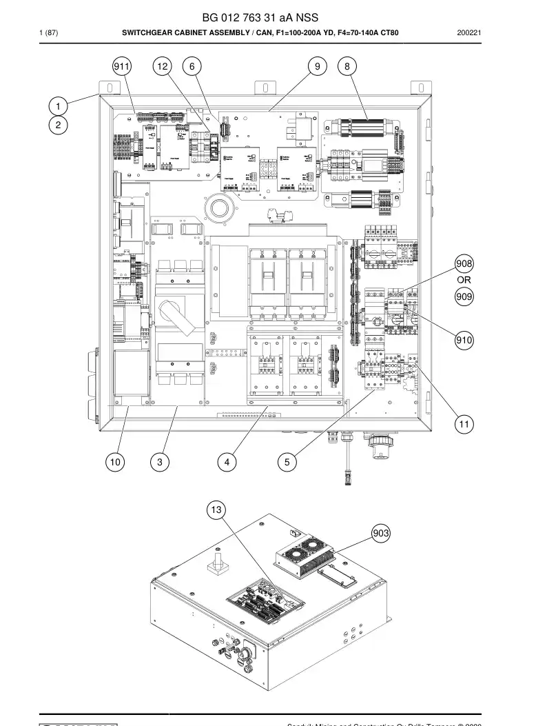 BG01276331a BG 012 763 31a Switchgear Cabinet Assembly - Sandvik Technical Drawing