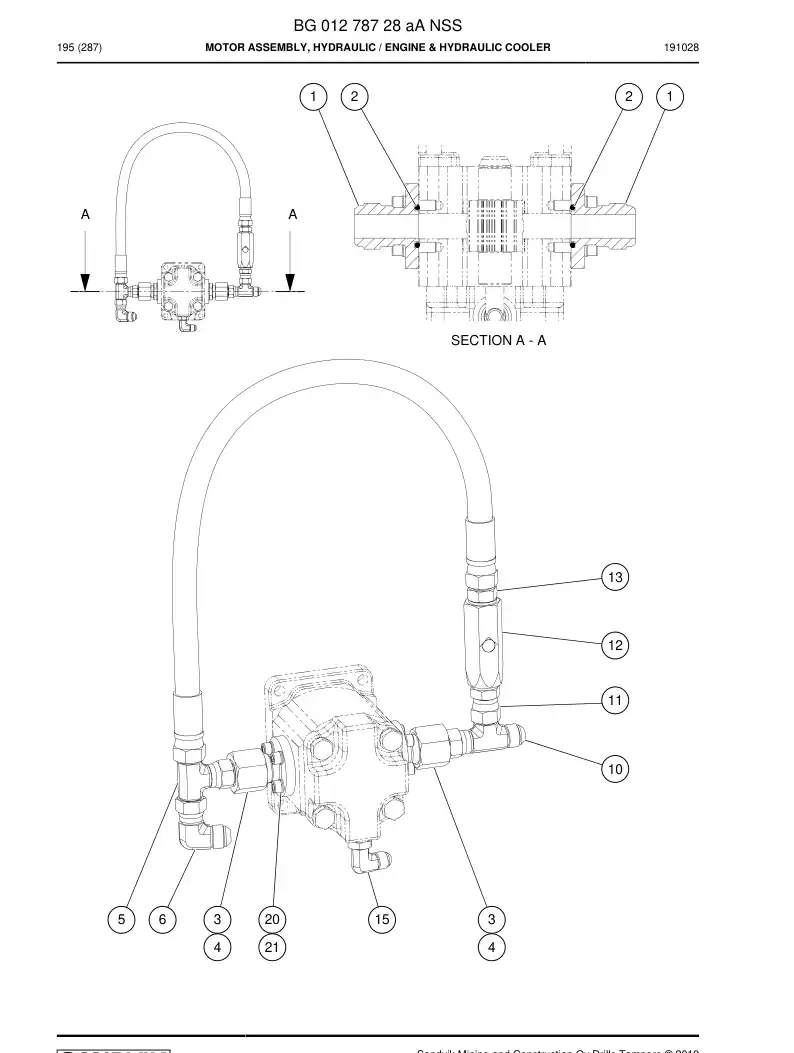 BG01278728a BG 012 787 28a Motor Assembly, Hydraulic - Sandvik Technical Drawing