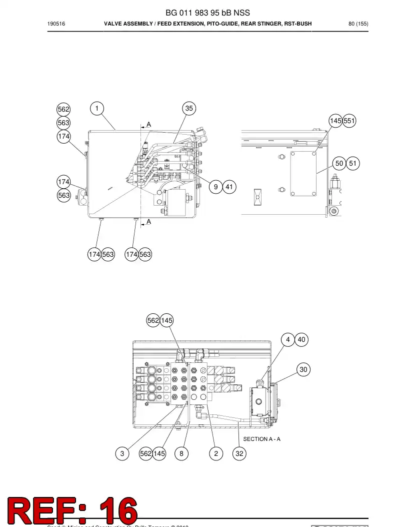 BG01279386a BG 012 793 86a Valve, Counterbalance - Sandvik Technical Drawing