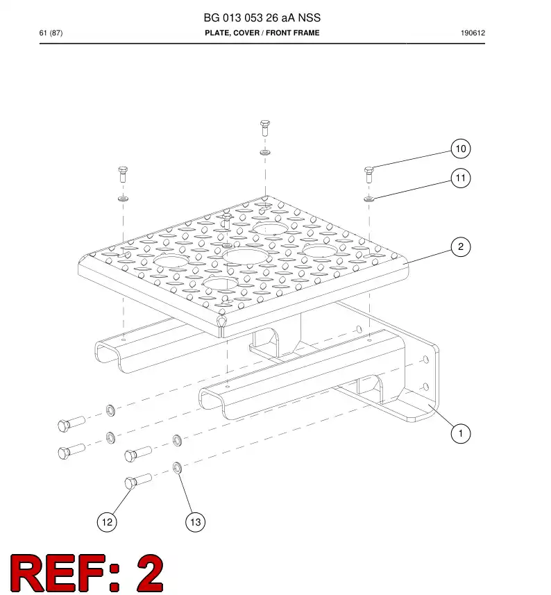 BG01279808a BG 012 798 08a Plate, Cover - Sandvik Technical Drawing