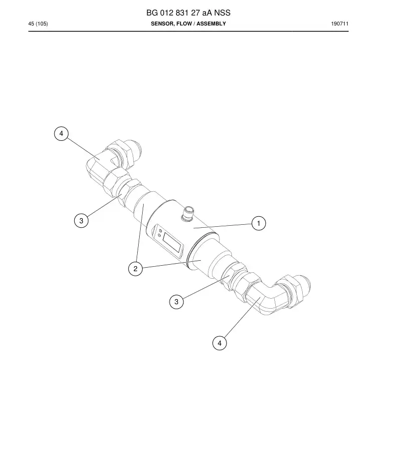 BG01283127a BG 012 831 27a Sensor, Flow - Sandvik Technical Drawing