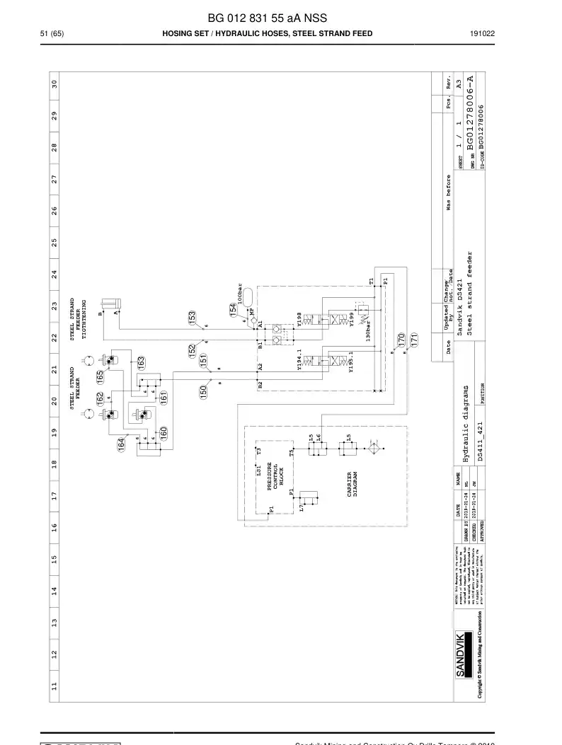BG01283155a BG 012 831 55a HOSE SET - Sandvik Technical Drawing
