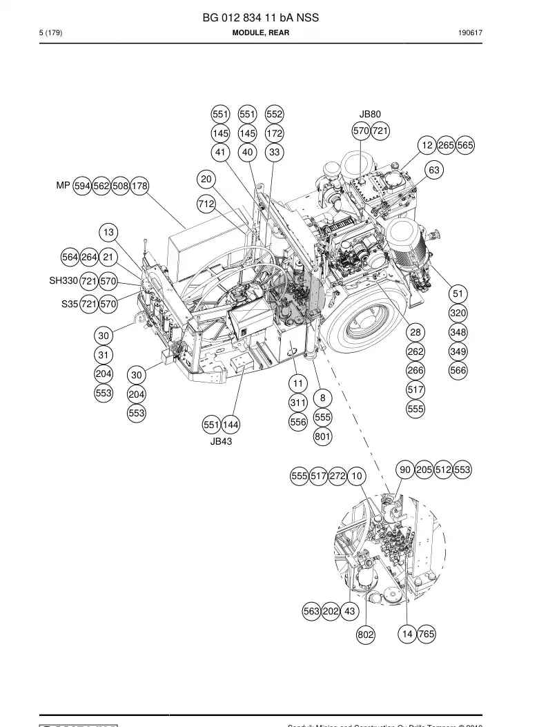 BG01283411b BG 012 834 11b Module, Rear - Sandvik Technical Drawing