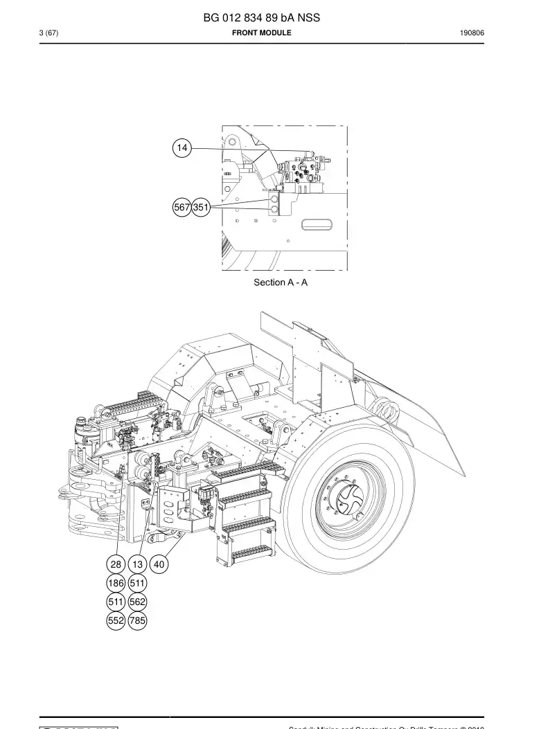 BG01283489b BG 012 834 89b Front module - Sandvik Technical Drawing
