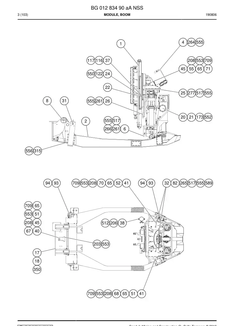 BG01283490a BG 012 834 90a Module, Boom - Sandvik Technical Drawing