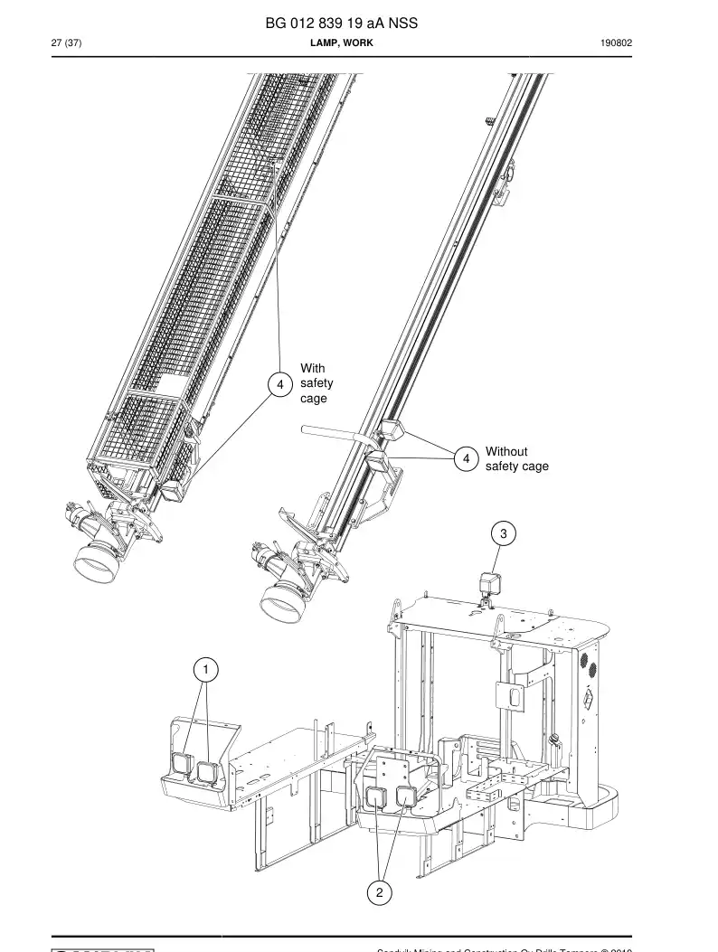 BG01283919a BG 012 839 19a Lamp, Work - Sandvik Technical Drawing