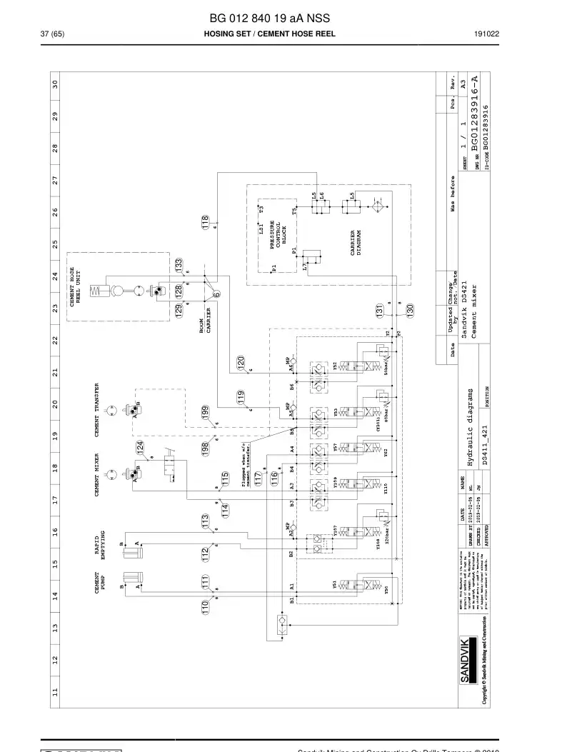 BG01284019a BG 012 840 19a Hosing Set - Sandvik Technical Drawing