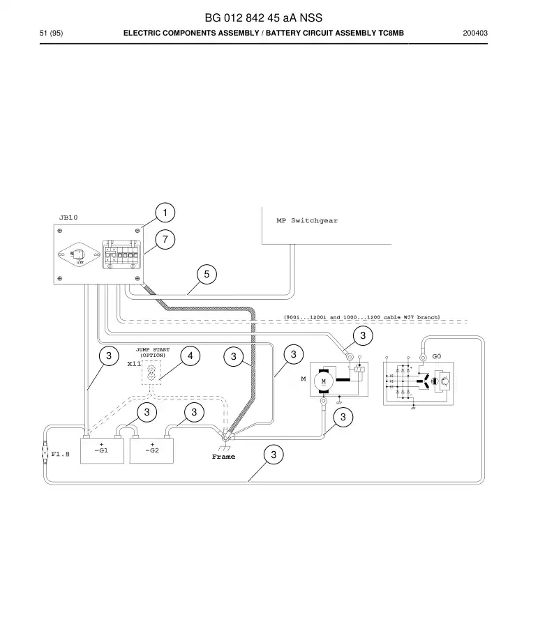 BG01284245a BG 012 842 45a Electric Components Assembly - Sandvik Technical Drawing