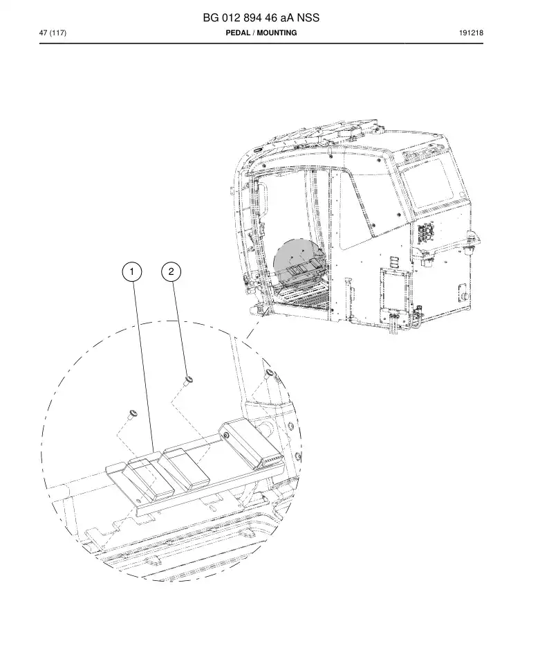 BG01289446a BG 012 894 46a Pedal - Sandvik Technical Drawing