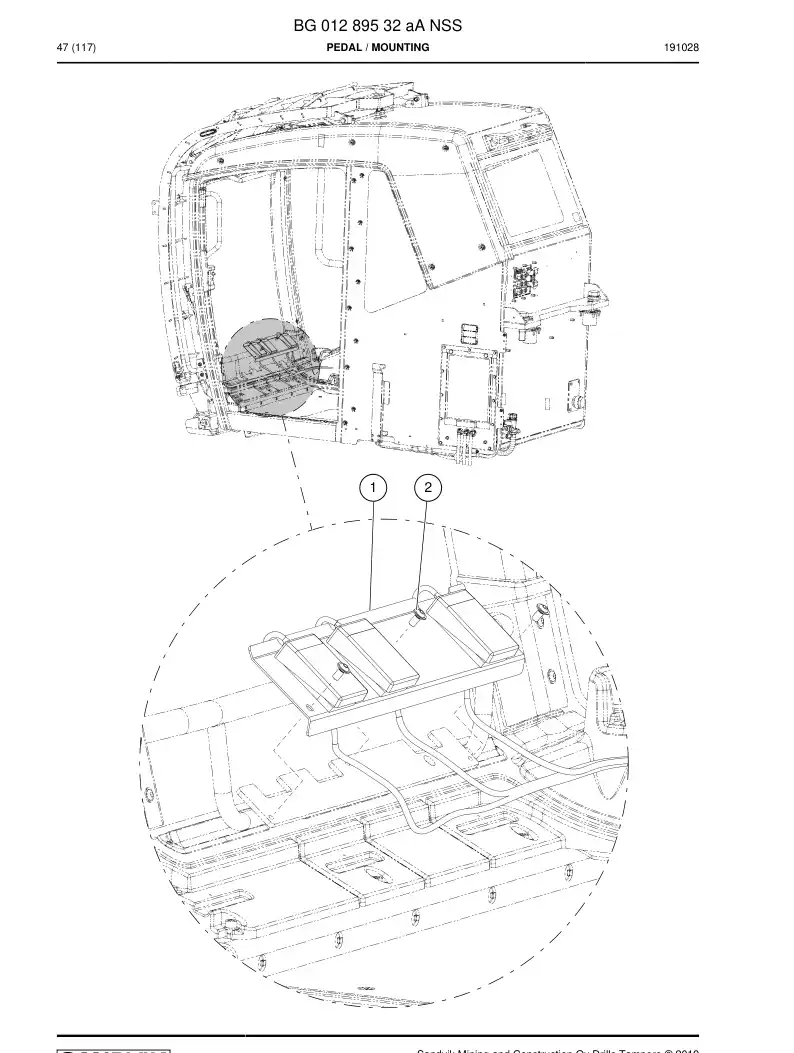 BG01289532a BG 012 895 32a Pedal - Sandvik Technical Drawing