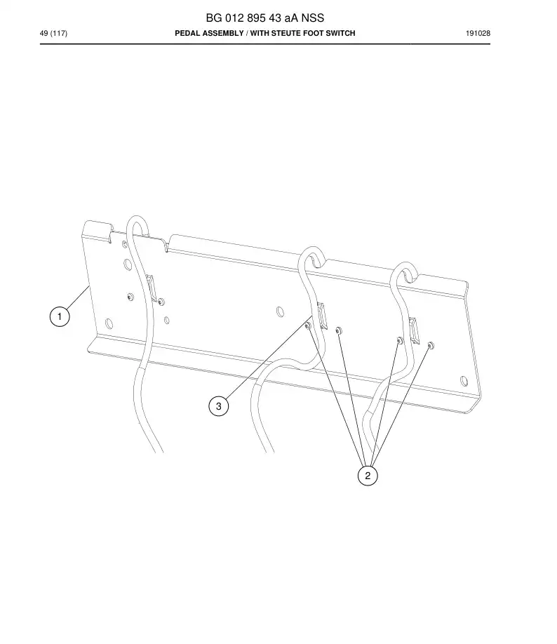 BG01289543a BG 012 895 43a Pedal Assembly - Sandvik Technical Drawing