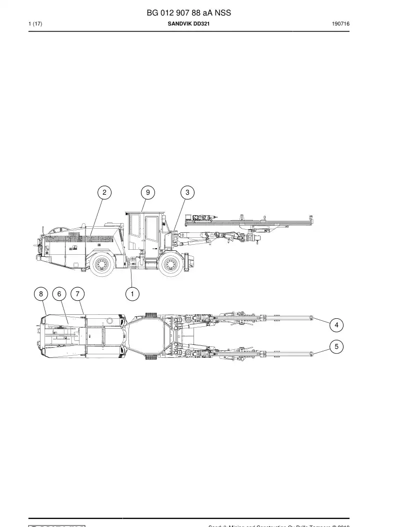 BG01290788a BG 012 907 88a Sandvik DD321 - Sandvik Technical Drawing