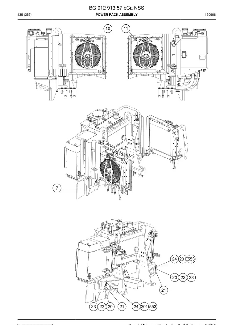 BG01291357b BG 012 913 57b Power Pack Assembly - Sandvik Technical Drawing