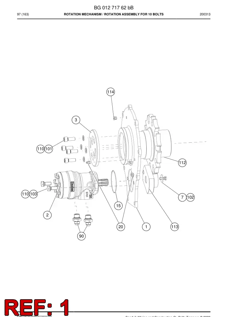 BG01292195a BG 012 921 95a Cover Assembly - Sandvik Technical Drawing