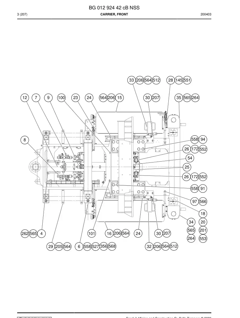 BG01292442c BG 012 924 42c Carrier, Front - Sandvik Technical Drawing
