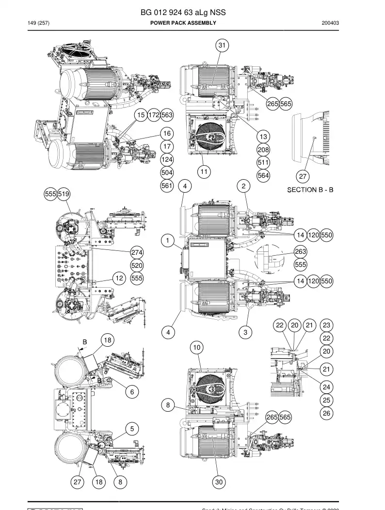 BG01292463a BG 012 924 63a Power Pack Assembly - Sandvik Technical Drawing