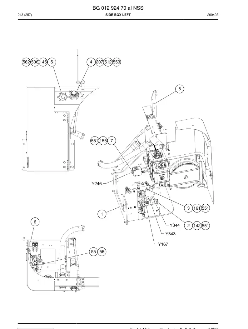 BG01292470a BG 012 924 70a Side Box left - Sandvik Technical Drawing