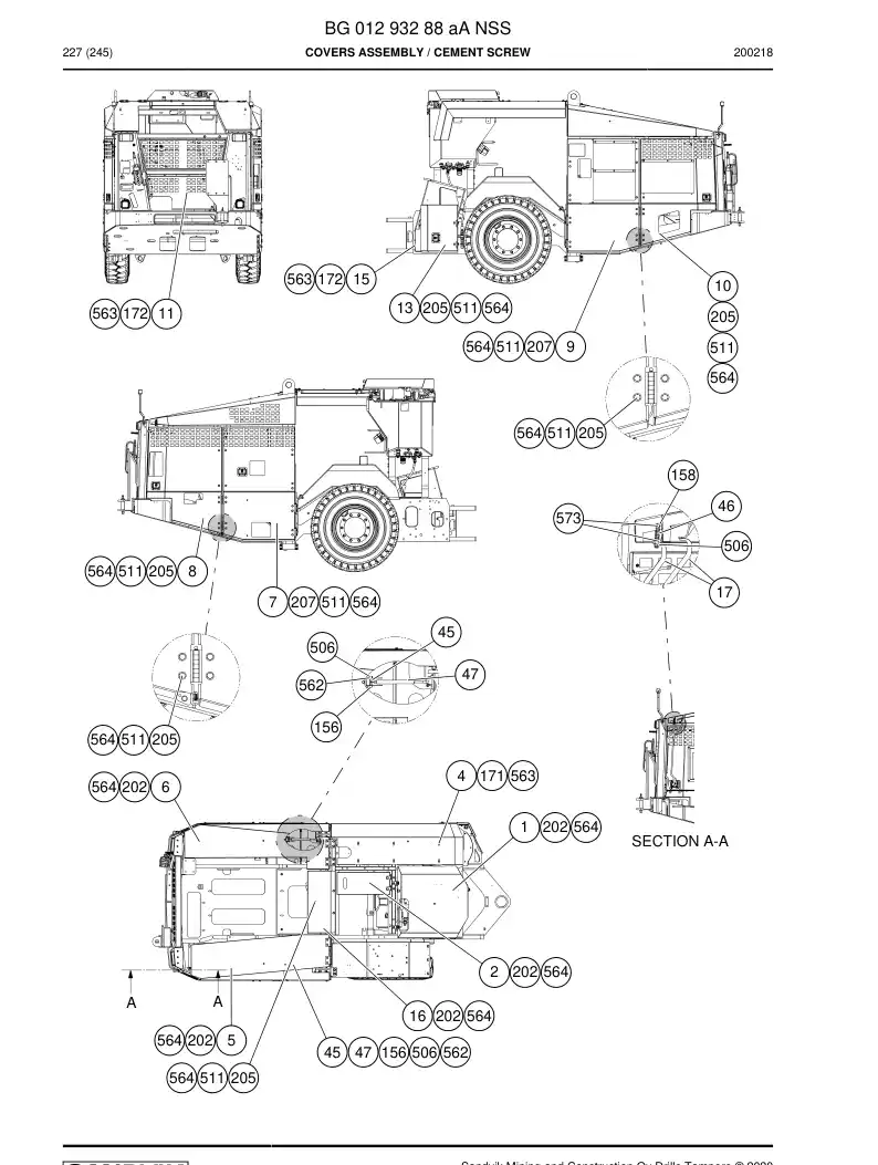 BG01293288a BG 012 932 88a Covers assembly - Sandvik Technical Drawing