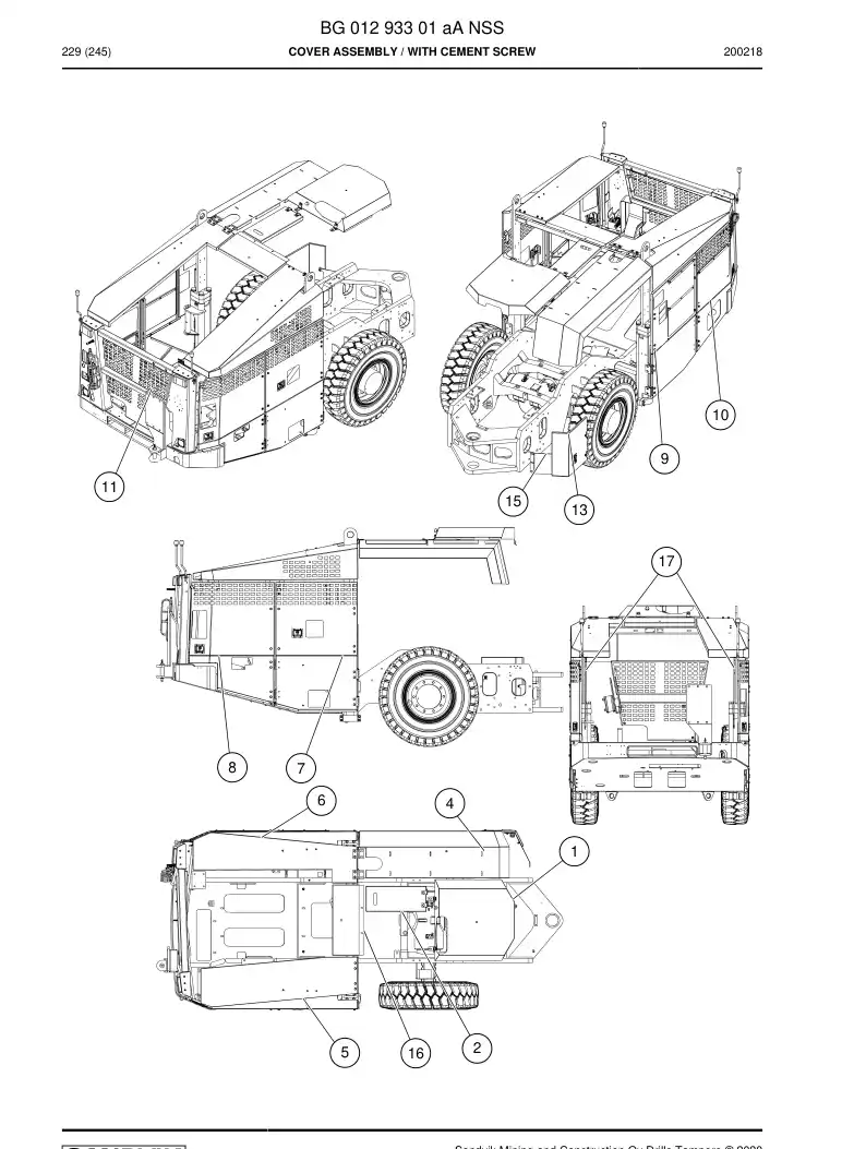 BG01293301a BG 012 933 01a Cover Assembly - Sandvik Technical Drawing
