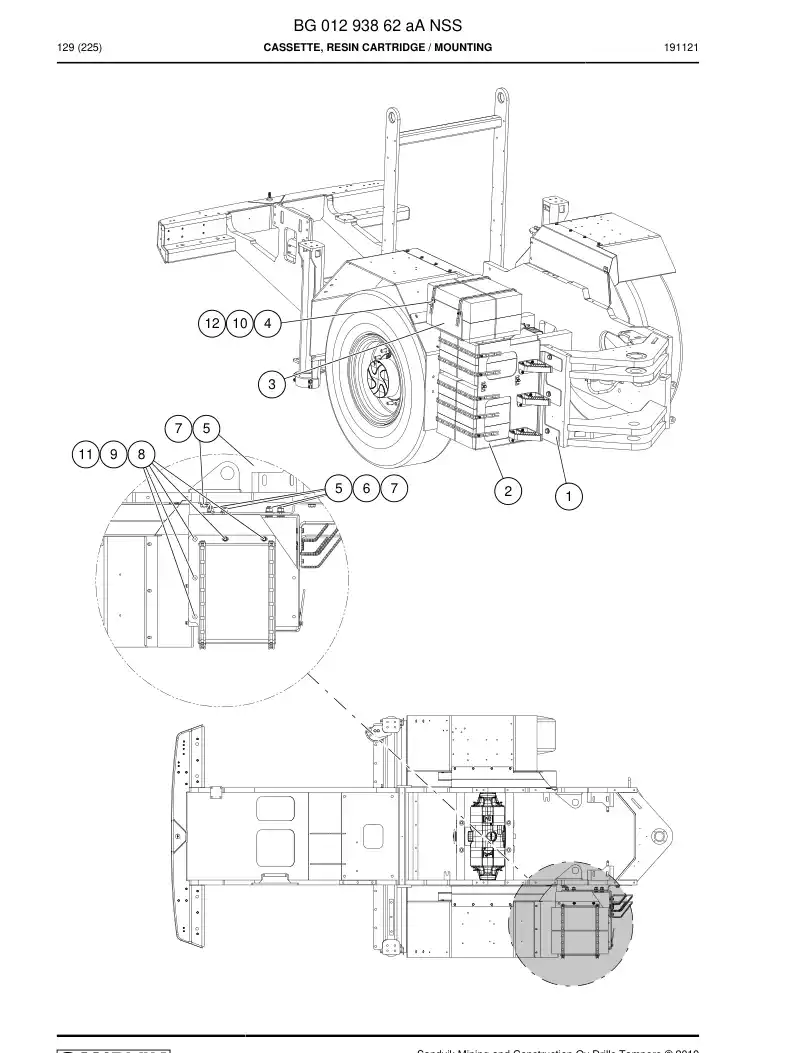 BG01293862a BG 012 938 62a Cassette, Resin Cartridge - Sandvik Technical Drawing