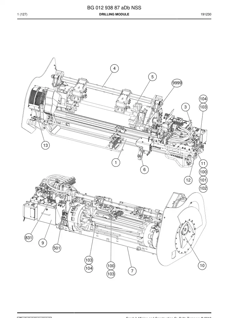 BG01293887a BG 012 938 87a Drilling Module - Sandvik Technical Drawing