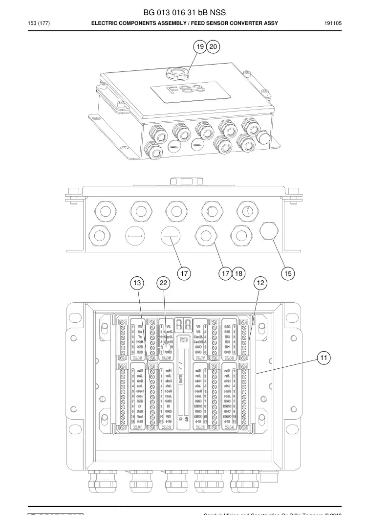 BG01301631b BG 013 016 31b Electric Components Assembly - Sandvik Technical Drawing