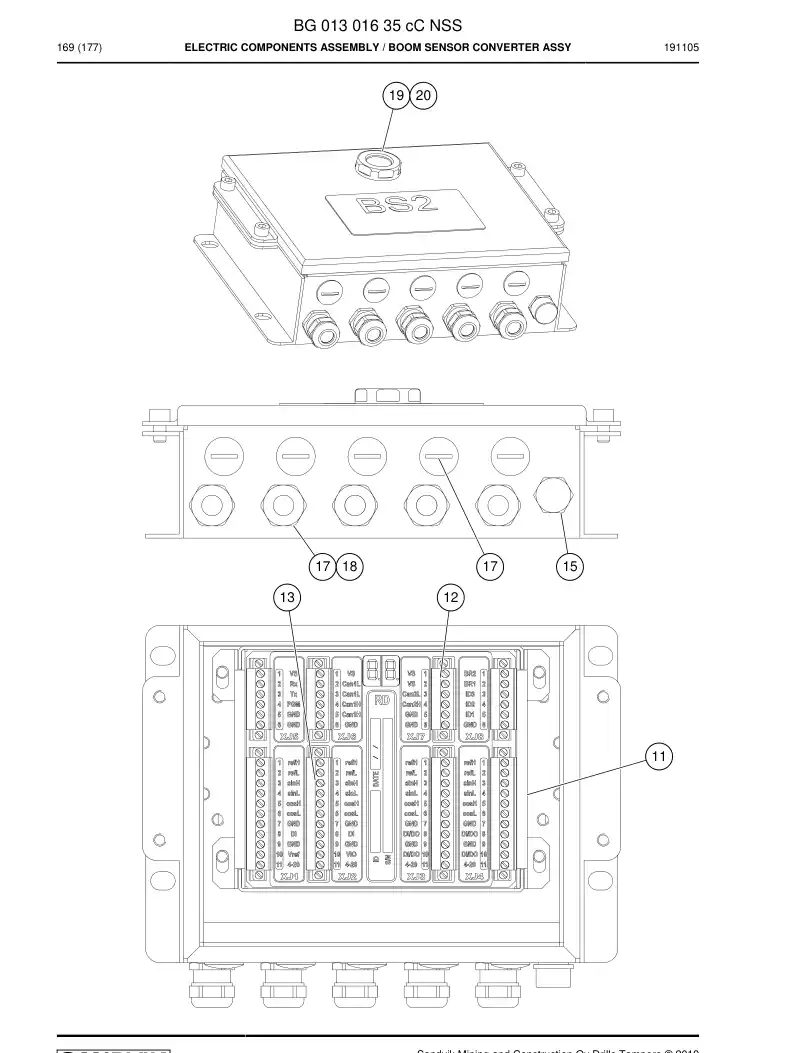 BG01301635c BG 013 016 35c Electric Components Assembly - Sandvik Technical Drawing