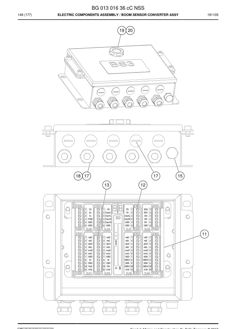 BG01301636c BG 013 016 36c Electric Components Assembly - Sandvik Technical Drawing