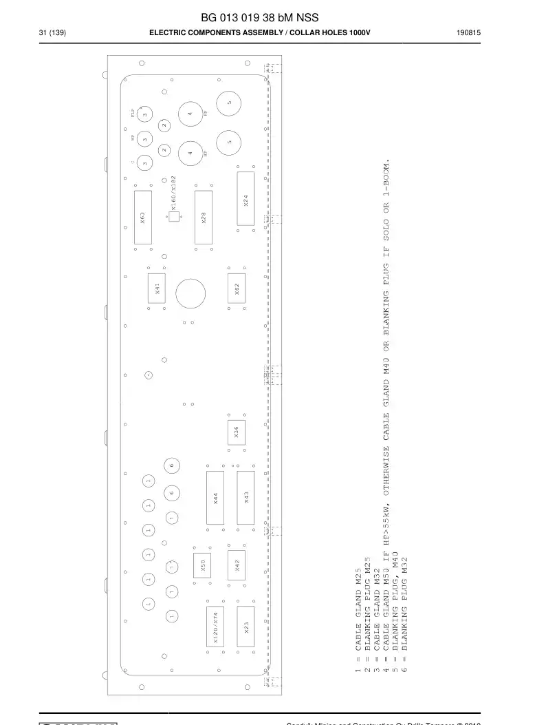 BG01301938b BG 013 019 38b Electric Components Assembly - Sandvik Technical Drawing
