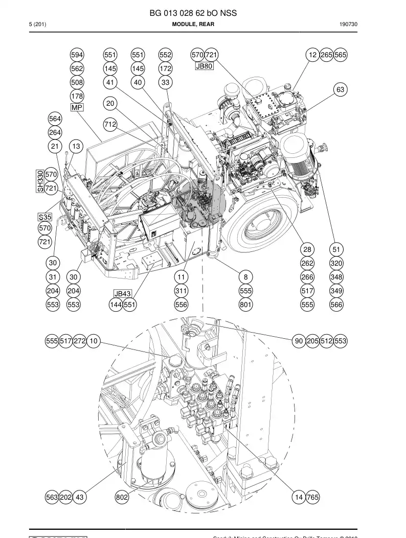 BG01302862b BG 013 028 62b Module, Rear - Sandvik Technical Drawing