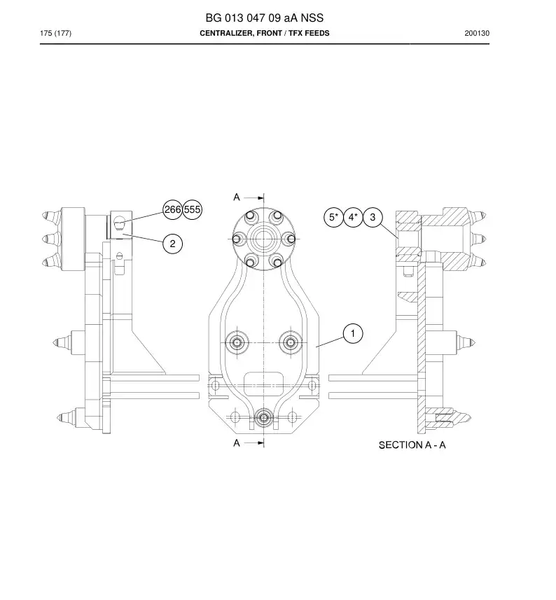 BG01304709a BG 013 047 09a Centralizer, Front - Sandvik Technical Drawing