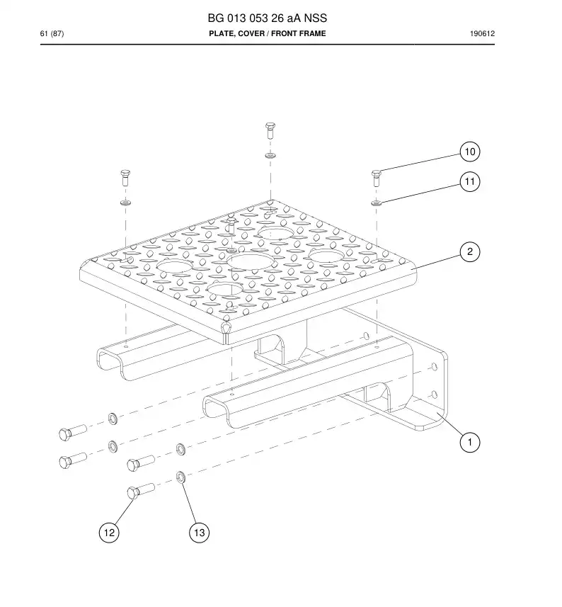 BG01305326a BG 013 053 26a Plate, Cover - Sandvik Technical Drawing