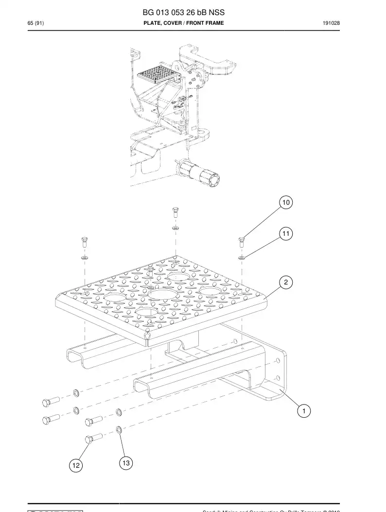 BG01305326b BG 013 053 26b Plate, Cover - Sandvik Technical Drawing