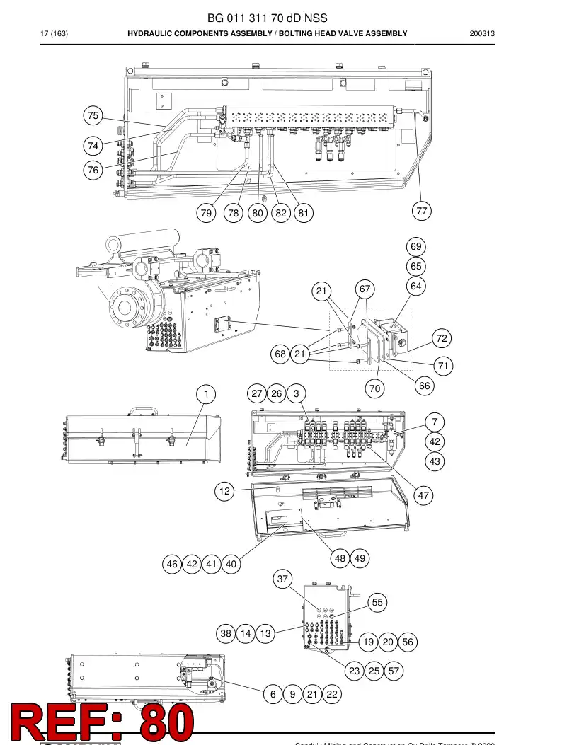 BG01305356a BG 013 053 56a Pipe Assembly - Sandvik Technical Drawing