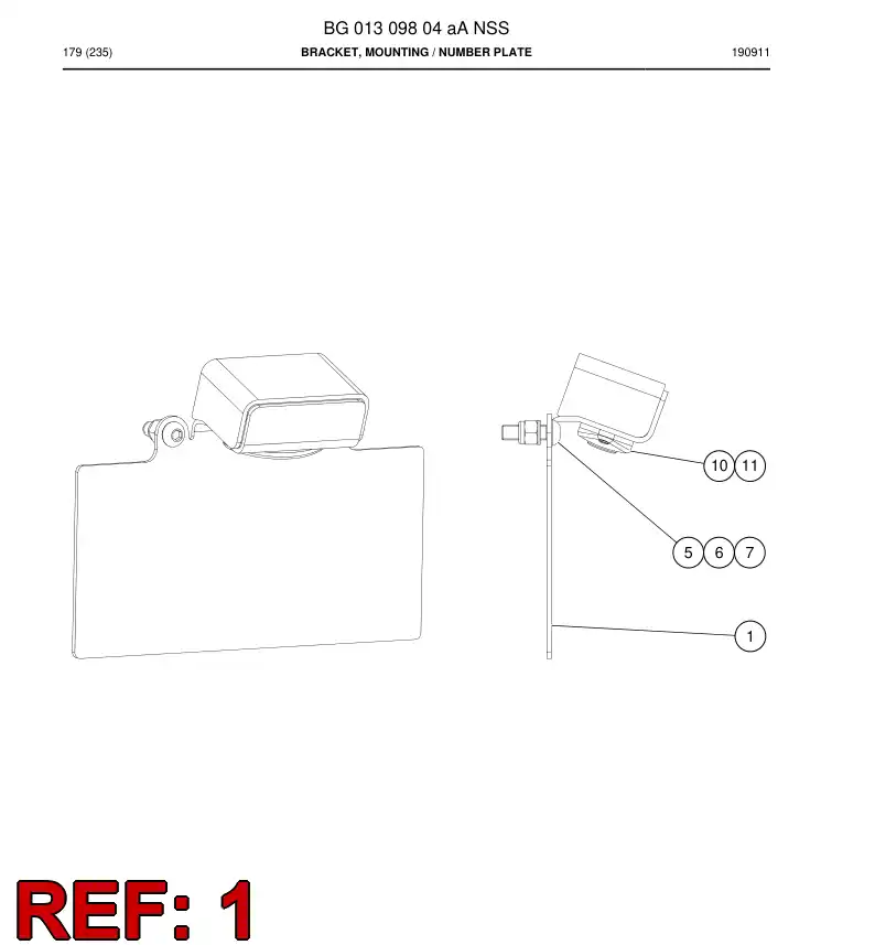 BG01309817a BG 013 098 17a Bracket, Mounting - Sandvik Technical Drawing