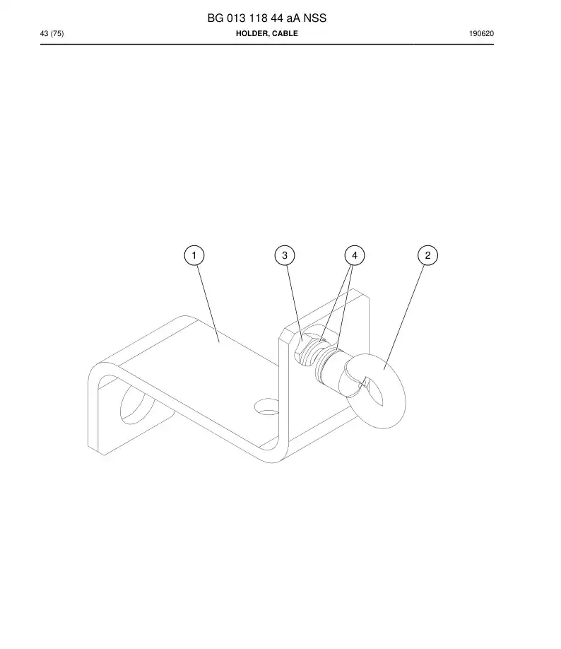 BG01311844a BG 013 118 44a Holder, Cable - Sandvik Technical Drawing