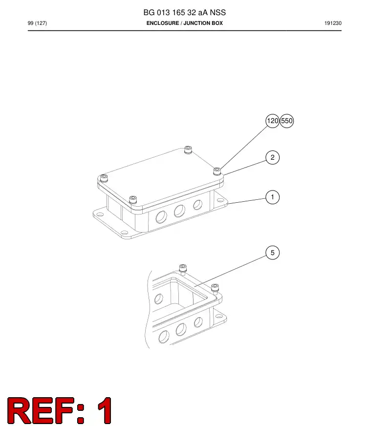 BG01312344a BG 013 123 44a Housing, Junction Box - Sandvik Technical Drawing