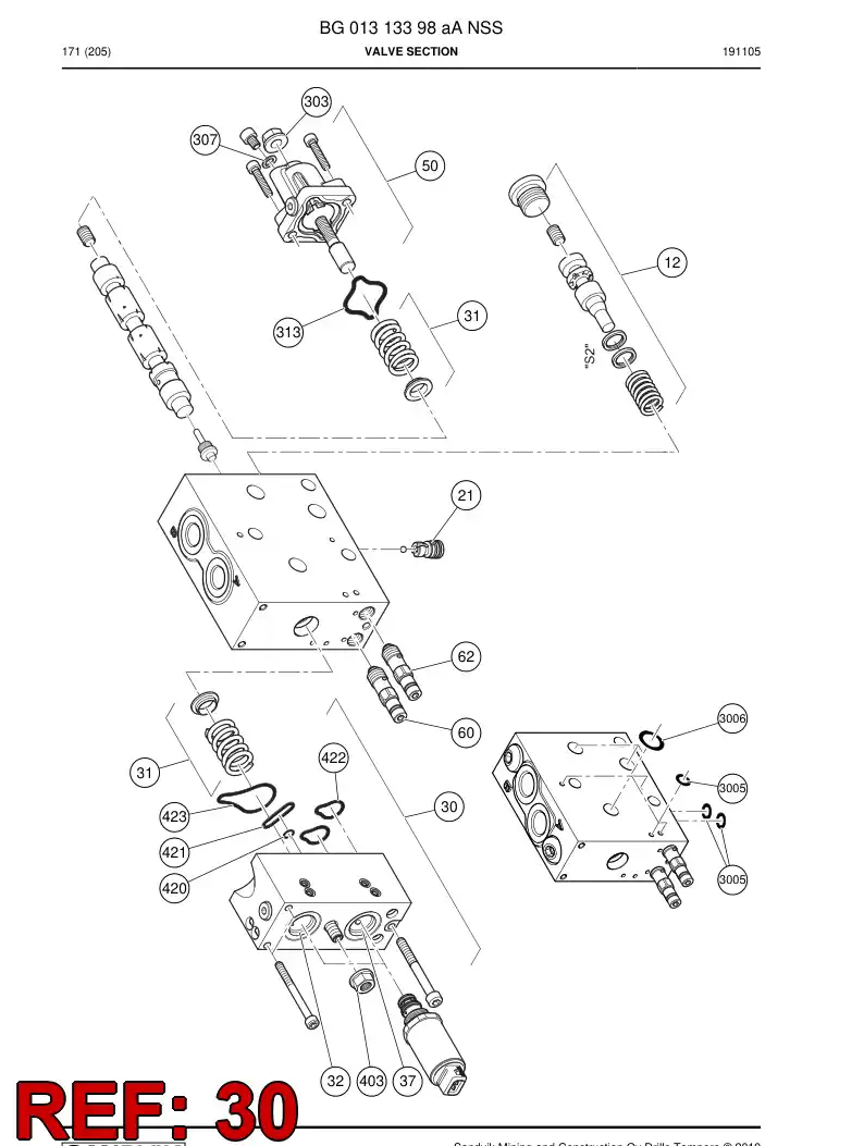 BG01312894a BG 013 128 94a Cover, Valve - Sandvik Technical Drawing