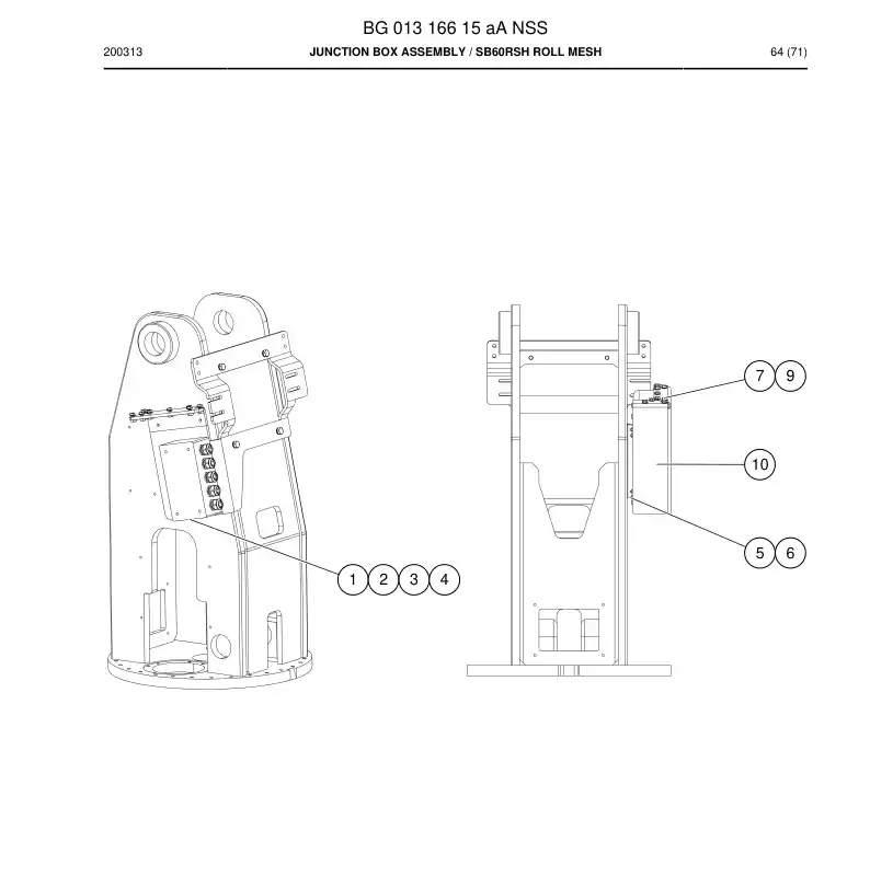 BG01316615a BG 013 166 15a Junction Box Assembly - Sandvik Technical Drawing