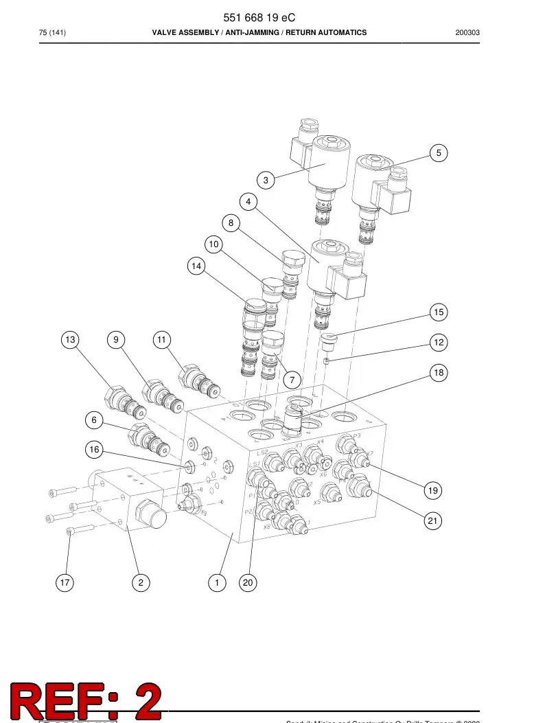 BG01317517b BG 013 175 17b Valve, Spool, Directional - Sandvik Technical Drawing