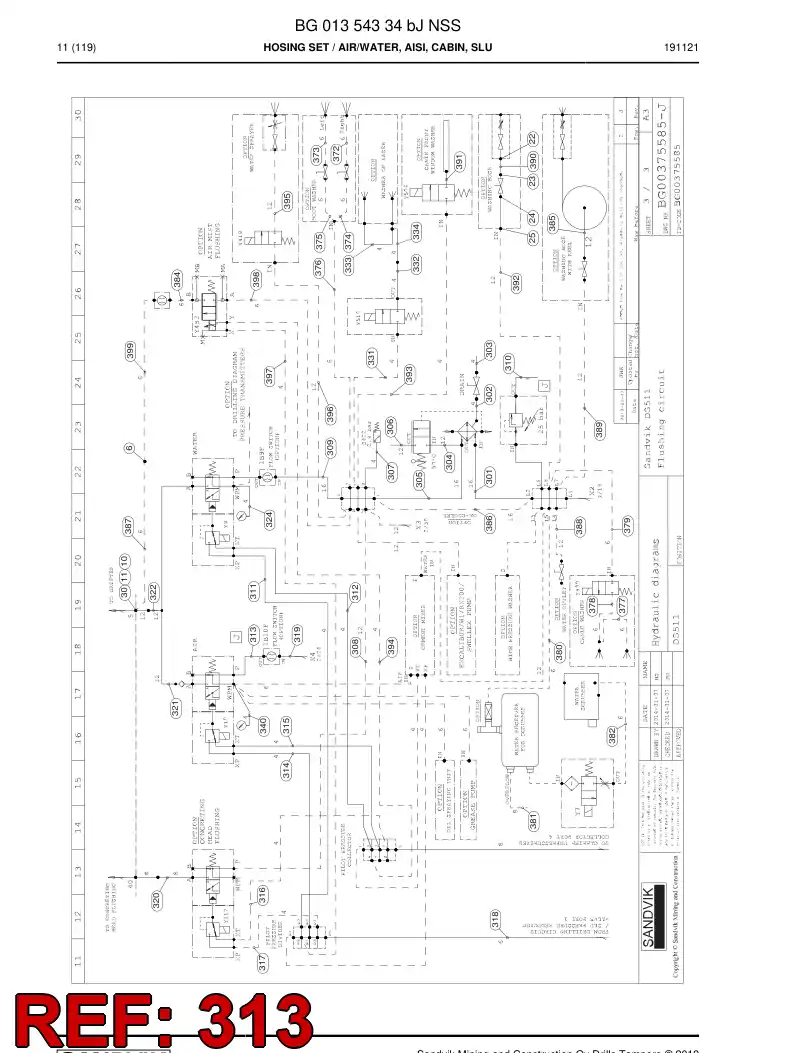 BG01318172a BG 013 181 72a Hose Assembly, Hydraulic - Sandvik Technical Drawing