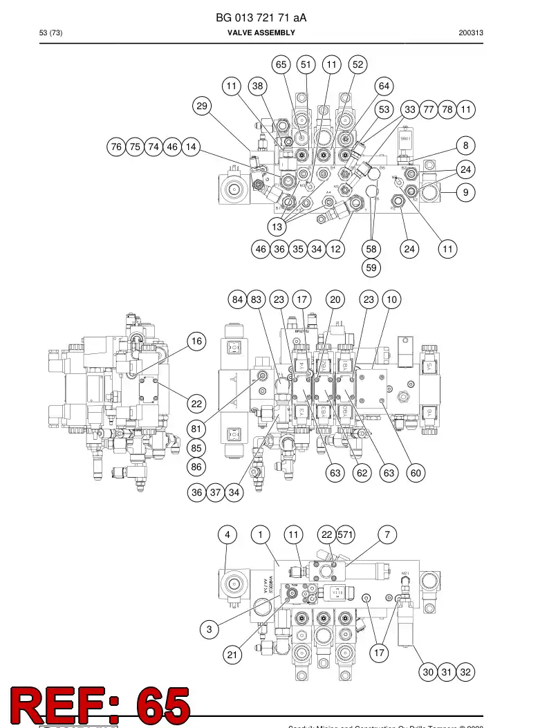 BG01319042a BG 013 190 42a Valve, Pressure Reducing - Sandvik Technical Drawing