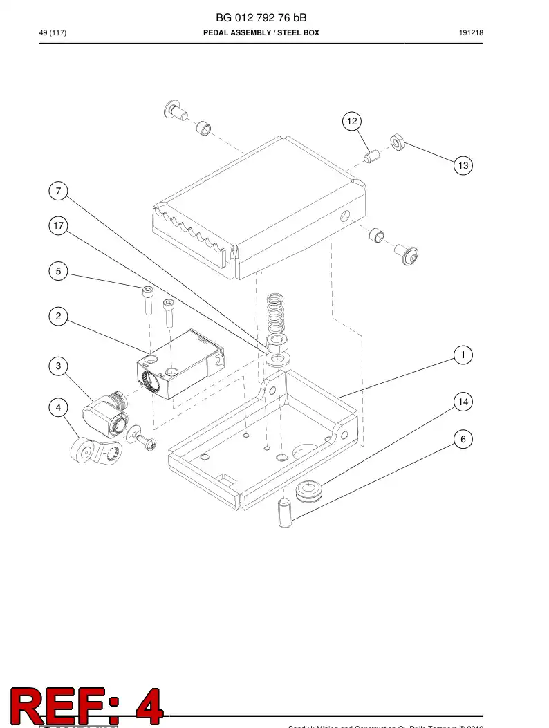 BG01319045a BG 013 190 45a Lever Arm - Sandvik Technical Drawing