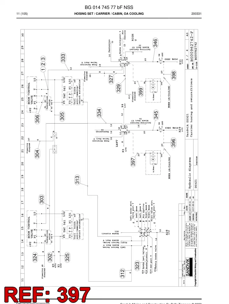 BG01323079a BG 013 230 79a Hose Assembly, Hydraulic - Sandvik Technical Drawing