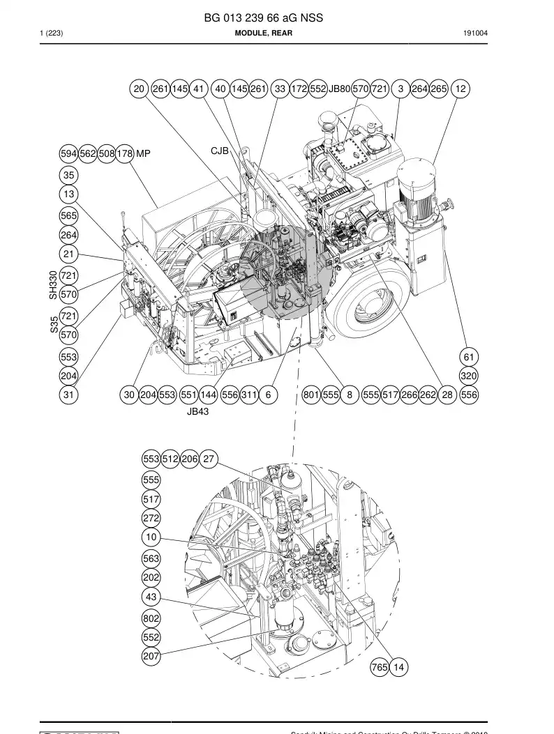 BG01323966a BG 013 239 66a Module, Rear - Sandvik Technical Drawing