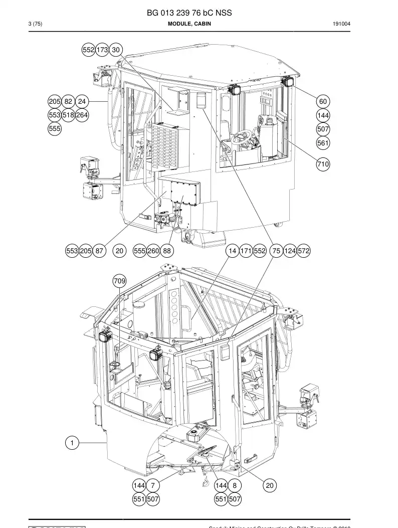 BG01323976b BG 013 239 76b Module, Cabin - Sandvik Technical Drawing