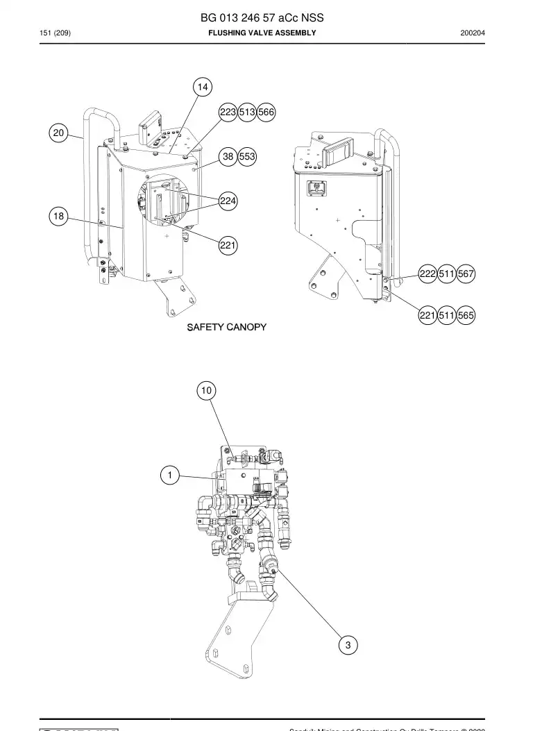 BG01324657a BG 013 246 57a Flushing Valve Assembly - Sandvik Technical Drawing