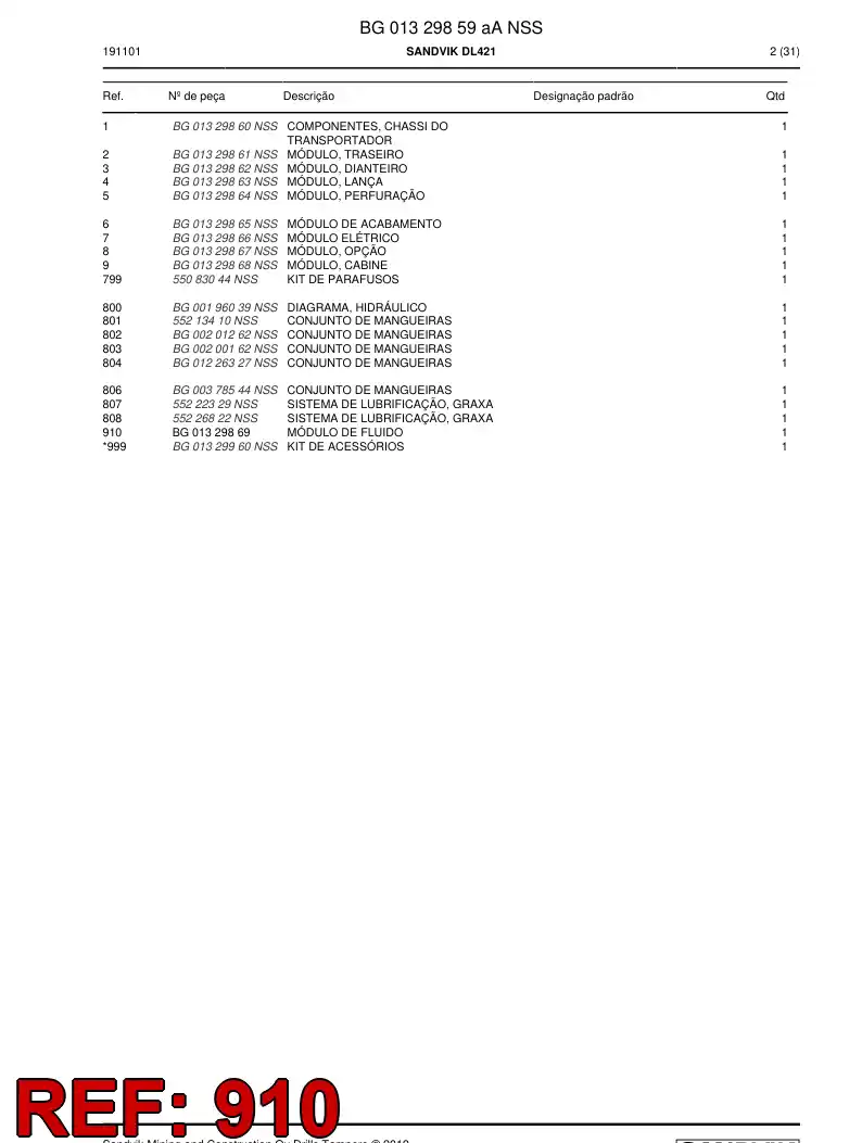 BG01329869a BG 013 298 69a MDULO DE FLUIDO - Sandvik Technical Drawing